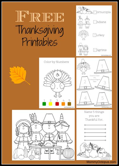 Free Thanksgiving Printables For Kindergarten